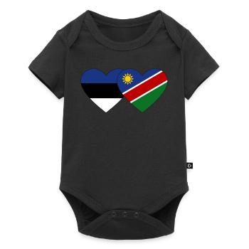 Estonia Namibia Flag Heart - Baby Premium short-sleeve bodysuit - black - Front