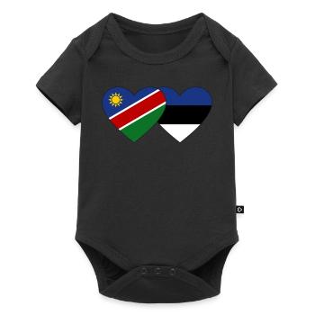 Namibia Estonia Flag Heart - Baby Premium short-sleeve bodysuit - black - Front