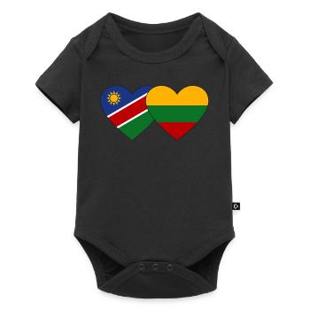 Namibia Lithuania Flag Heart - Baby Premium short-sleeve bodysuit - black - Front