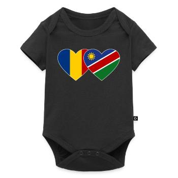 Romania Namibia Flag Heart - Baby Premium short-sleeve bodysuit - black - Front
