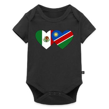 Mexico Namibia Flag Heart - Baby Premium short-sleeve bodysuit - black - Front