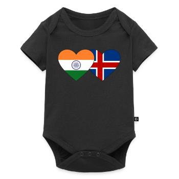 India Iceland Flag Heart - Baby Premium short-sleeve bodysuit - black - Front