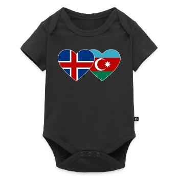 Iceland Azerbaijan Flag Heart - Baby Premium short-sleeve bodysuit - black - Front