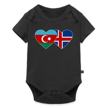 Aserbaidschan Island Flagge Herz - Baby Premium Kurzarmbody - Schwarz - Vorne