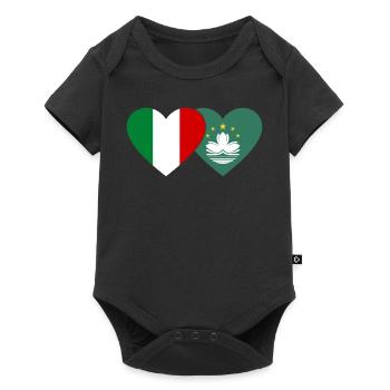 Italien Macau Flagge Herz - Baby Premium Kurzarmbody - Schwarz - Vorne