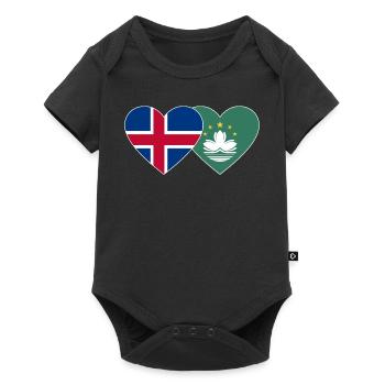 Island Macau Flagge Herz - Baby Premium Kurzarmbody - Schwarz - Vorne