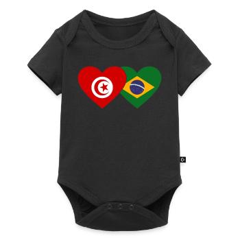 Tunisie Brésil Flag Coeur - Body à manches courtes Premium Bébé - noir - Devant