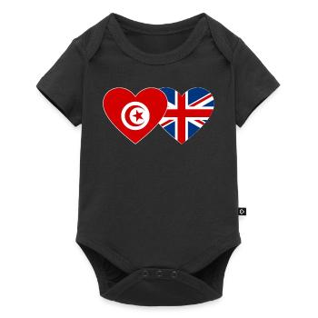 Tunisia Great Britain Flag Heart - Baby Premium short-sleeve bodysuit - black - Front