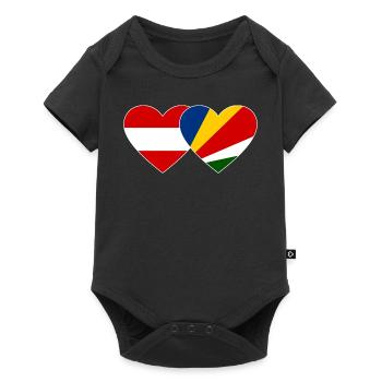 Austria Seychelles Flag Heart - Baby Premium short-sleeve bodysuit - black - Front