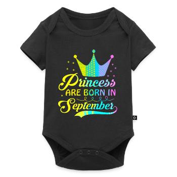 birthday happy september born in funny party queen - Baby Premium short-sleeve bodysuit - black - Front
