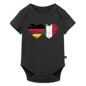 Germany Italy flag heart used - Baby Premium short-sleeve bodysuit - black - Front