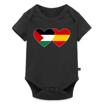 Palestine Espagne Drapeau Coeur - Body à manches courtes Premium Bébé - noir - Devant
