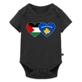 Palestine Kosovo drapeau coeur - Body à manches courtes Premium Bébé - noir - Devant