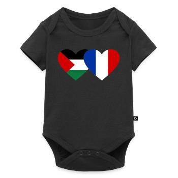 Palestine France Drapeau Coeur - Body à manches courtes Premium Bébé - noir - Devant