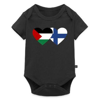 Palestine Finlande Drapeau Coeur - Body à manches courtes Premium Bébé - noir - Devant