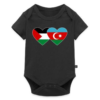 Palestine Azerbaïdjan Drapeau Coeur - Body à manches courtes Premium Bébé - noir - Devant