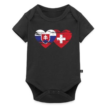 Slovaquie Suisse Drapeau Coeur Utilisé - Body à manches courtes Premium Bébé - noir - Devant