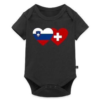 Slovénie Suisse Drapeau Coeur - Body à manches courtes Premium Bébé - noir - Devant