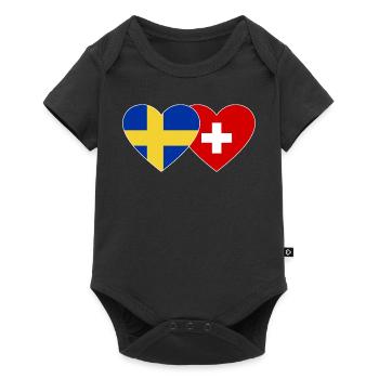 Suède Suisse Drapeau Coeur - Body à manches courtes Premium Bébé - noir - Devant