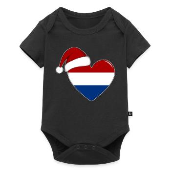 Drapeau de Hollande coeur de Noël - Body à manches courtes Premium Bébé - noir - Devant