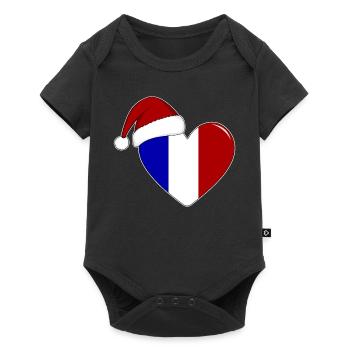 Drapeau de la France Coeur de Noël - Body à manches courtes Premium Bébé - noir - Devant