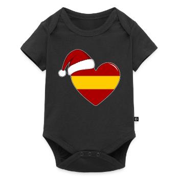 Drapeau Espagne coeur de Noël - Body à manches courtes Premium Bébé - noir - Devant