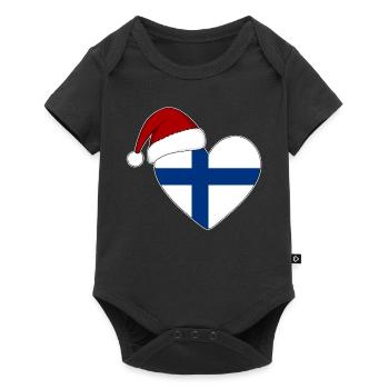 Coeur de Noël drapeau Finlande - Body à manches courtes Premium Bébé - noir - Devant