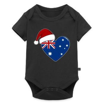 Drapeau Australie coeur de Noël - Body à manches courtes Premium Bébé - noir - Devant