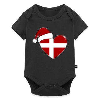 Coeur de Noël drapeau Danemark - Body à manches courtes Premium Bébé - noir - Devant