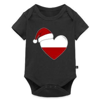 Drapeau de Pologne coeur de Noël - Body à manches courtes Premium Bébé - noir - Devant