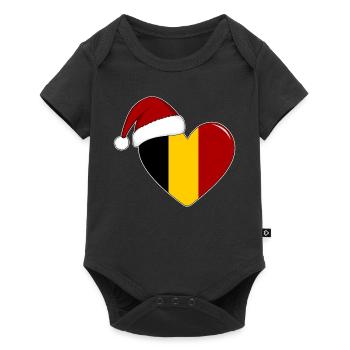 Drapeau de la Belgique Coeur de Noël - Body à manches courtes Premium Bébé - noir - Devant