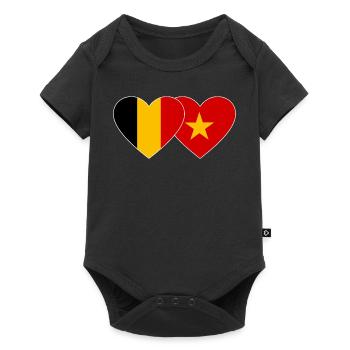 Belgique Vietnam Drapeau Coeur - Body à manches courtes Premium Bébé - noir - Devant