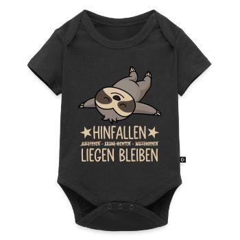 Faultier - Hinfallen liegen bleiben - Baby Premium Kurzarmbody - Schwarz - Vorne