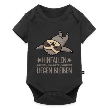 Hinfallen liegen bleiben - Lustiges Faultier - Baby Premium Kurzarmbody - Schwarz - Vorne