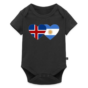 Islande Argentine Drapeau Coeur - Body à manches courtes Premium Bébé - noir - Devant