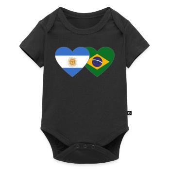 Argentine Brésil Drapeau Coeur - Body à manches courtes Premium Bébé - noir - Devant