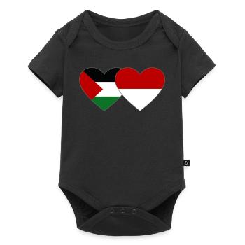 Palestine Indonésie Drapeau Coeur - Body à manches courtes Premium Bébé - noir - Devant