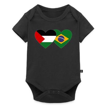 Palestine Brésil Drapeau Coeur - Body à manches courtes Premium Bébé - noir - Devant