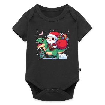Père Noël et T rex - Body à manches courtes Premium Bébé - noir - Devant
