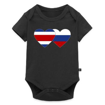 Costa Rica Russie drapeau coeur - Body à manches courtes Premium Bébé - noir - Devant