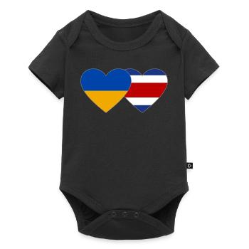 Ukraine Costa Rica Flag Heart - Baby Premium short-sleeve bodysuit - black - Front