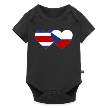 Coeur de drapeau de la République tchèque du Costa Rica - Body à manches courtes Premium Bébé - noir - Devant