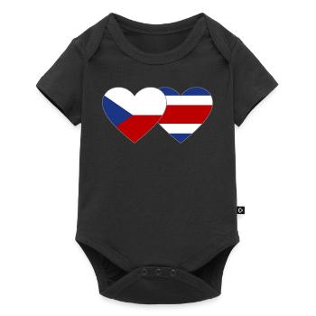 Coeur de drapeau de la République tchèque Costa Rica - Body à manches courtes Premium Bébé - noir - Devant