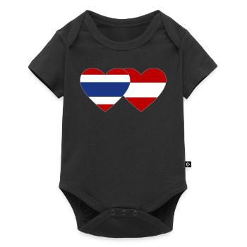 Thailand Austria Flag Heart - Baby Premium short-sleeve bodysuit - black - Front