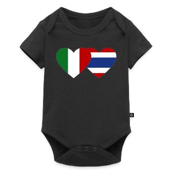 Italie Thaïlande Drapeau Coeur - Body à manches courtes Premium Bébé - noir - Devant