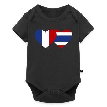 France Thaïlande Drapeau Coeur - Body à manches courtes Premium Bébé - noir - Devant