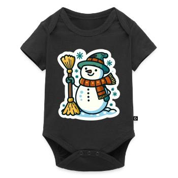 Snowman with Broom A Charming Winter Season Design - Baby Premium short-sleeve bodysuit - black - Front