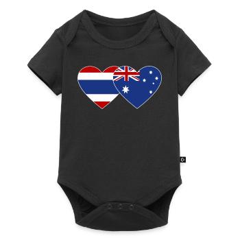 Thailand Australia Flag Heart - Baby Premium short-sleeve bodysuit - black - Front