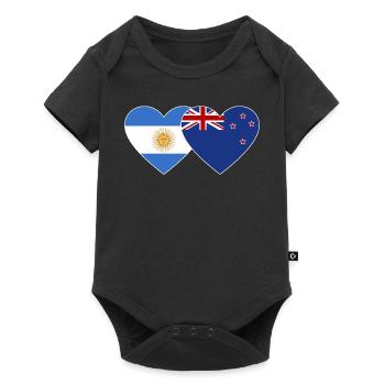 Drapeau de l’Argentine et de la Nouvelle-Zélande Coeur - Body à manches courtes Premium Bébé - noir - Devant