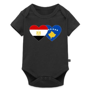 Egypt Kosovo Flag Heart - Baby Premium short-sleeve bodysuit - black - Front